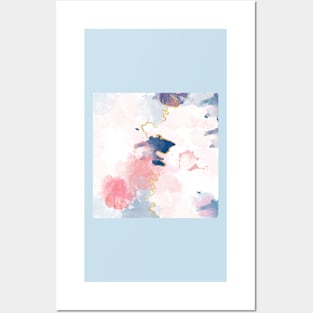 Kintsugi Pastel Marble Abstract #kintsugi #gold #japan #marble #pink #blue #home #decor #kirovair #watercolor #pastel Posters and Art